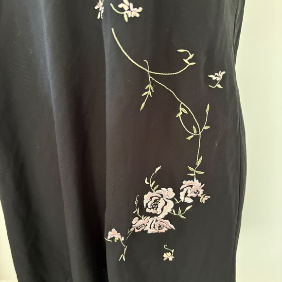 Oscar de la Renta Pink Label Black Floral Embroidered Slip‎ Dress Size M Y2K Vtg - Picture 16 of 16
